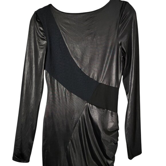 Bebe Addiction Womens Y2K Black Bandage Ruched Bodycon Long Sleeve Dress Medium - Picture 6 of 11